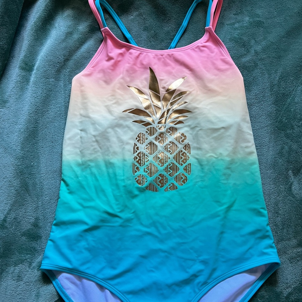 Cute pineapple rainbow girls swimsuit